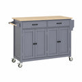 Portaoggetti da Cucina con Ruote in MDF Grigio e Piano in Quercia