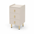 Cassettiera con 3 cassetti in legno e gambe in metallo dorato