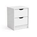 Comodino con 2 Cassetti in MDF Bianco