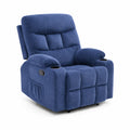 Poltrona reclinabile in tessuto blu con portabicchieri