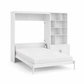 Letto a Scomparsa Matrimoniale con Libreria in Legno Bianco