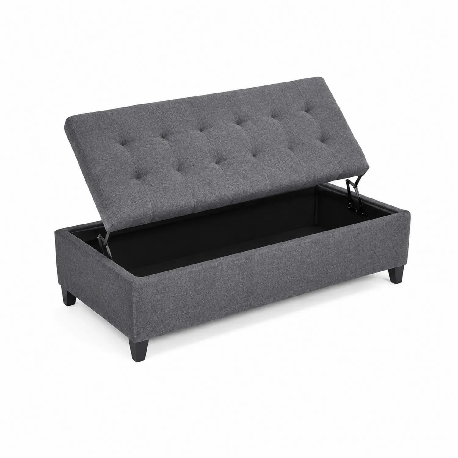 Panca Contenitore in Tessuto e Legno Grigio