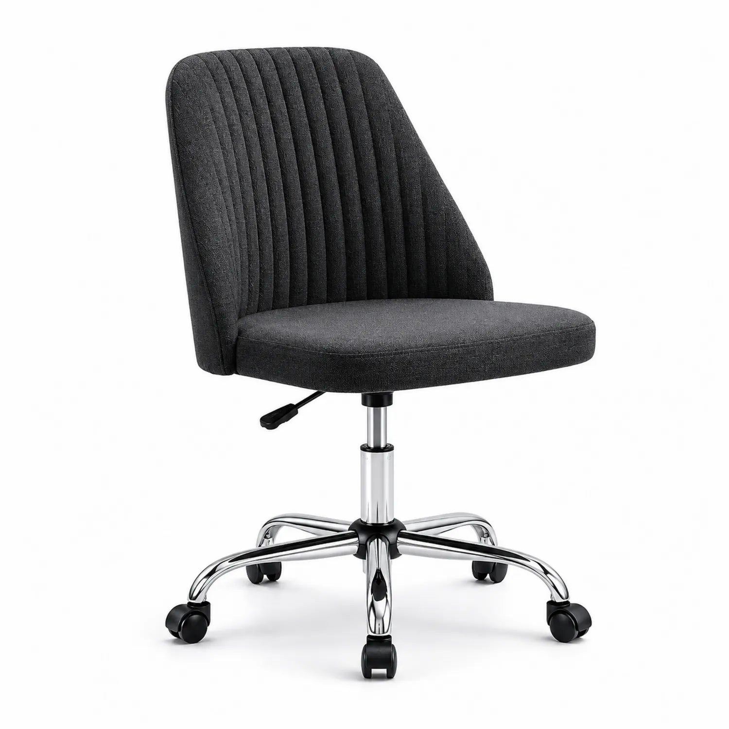 Sedia girevole in tessuto grigio scuro e metallo