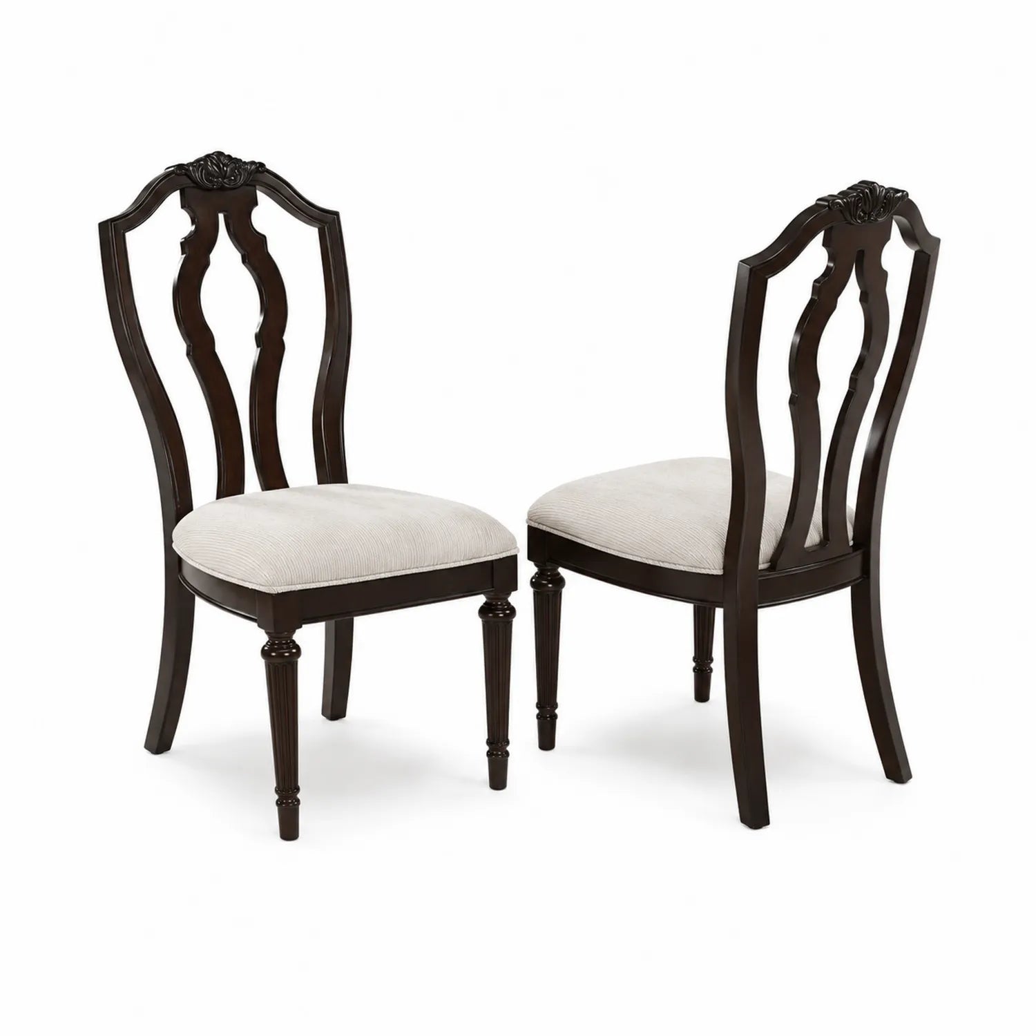 Set di sedie in legno con sedile in tessuto beige