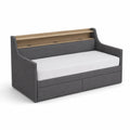 Divano Letto Singolo in Tessuto con Ripiani in Legno