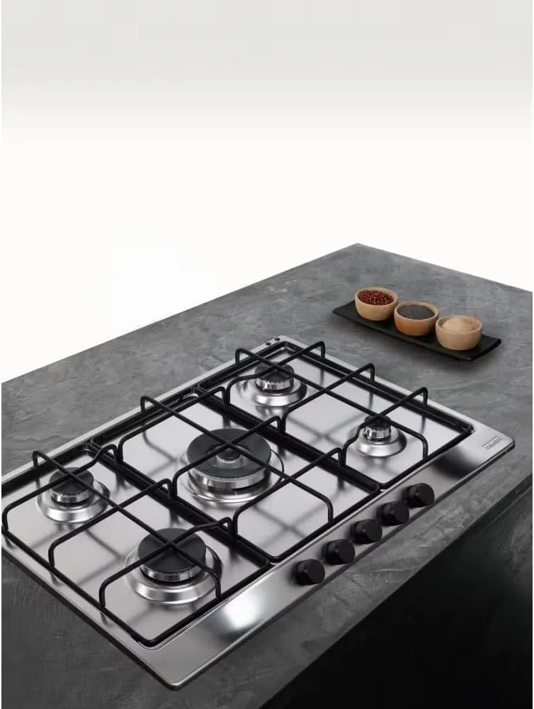 Piano cottura a gas, acciaio inox, fornello a gas, Franke Trend Line 750 FHTL 755 4G TC XS E Inox Satinato Piano Cottura a Gas