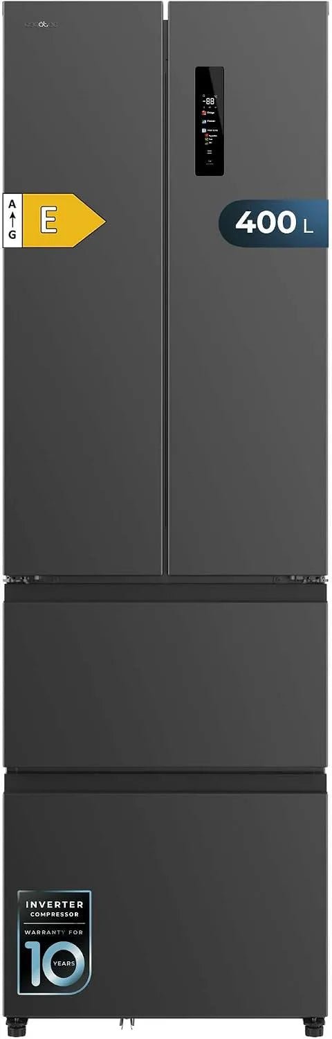 Cecotec Bolero CoolMarket Combi F2D Frigorifero, 400 L, No Frost, Inverter, acciaio inox, Fast Cooling, NoFrost, 400L, Cecotec Frigorifero Porta