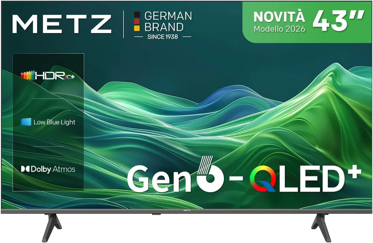 Google Main10 43MQH7500Z Smart TV, 43 pollici, televisore, 4K UHD, QLED, HDR, audio Dolby, DVB-T/T2, S2 HEVC CI+, nuovo modello 2026, Dolby Atmos