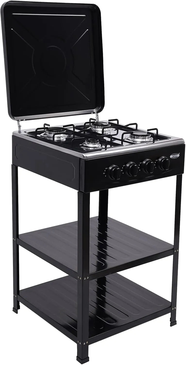 Piano cottura a gas, 4 fuochi, portatile, fornello a gas, fornello da campeggio, piano cottura con doppio armadio, per propano, gas naturale