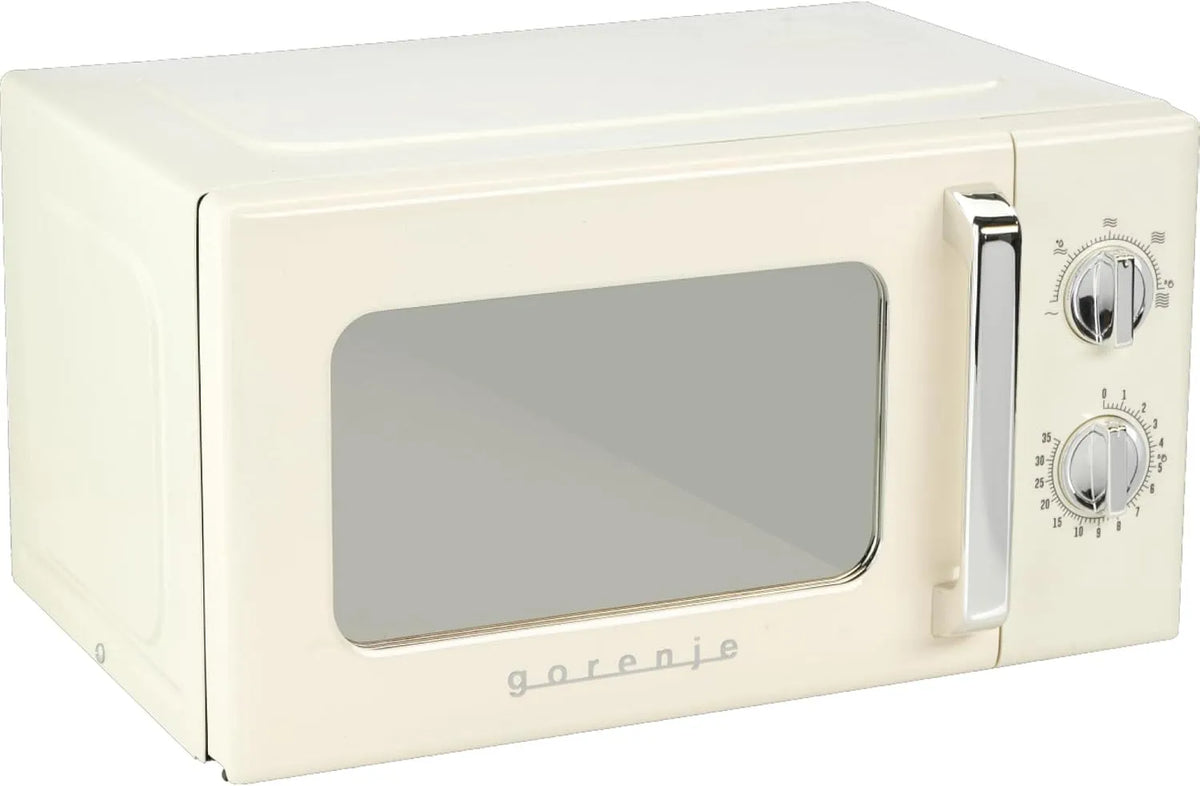 Gorenje MO20E1HRL/20L Forno a microonde, 20 L, 700 W, timer, scongelamento, bianco, 5 livelli di potenza, AquaClean, sicurezza bambini, retrò