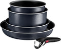 Tefal Set di 2 padelle da 22, 28 cm + 2 pentole da 18, 20 cm + manico rimovibile, Ingenio Enjoy, adatte a piani cottura a induzione, antiaderenti