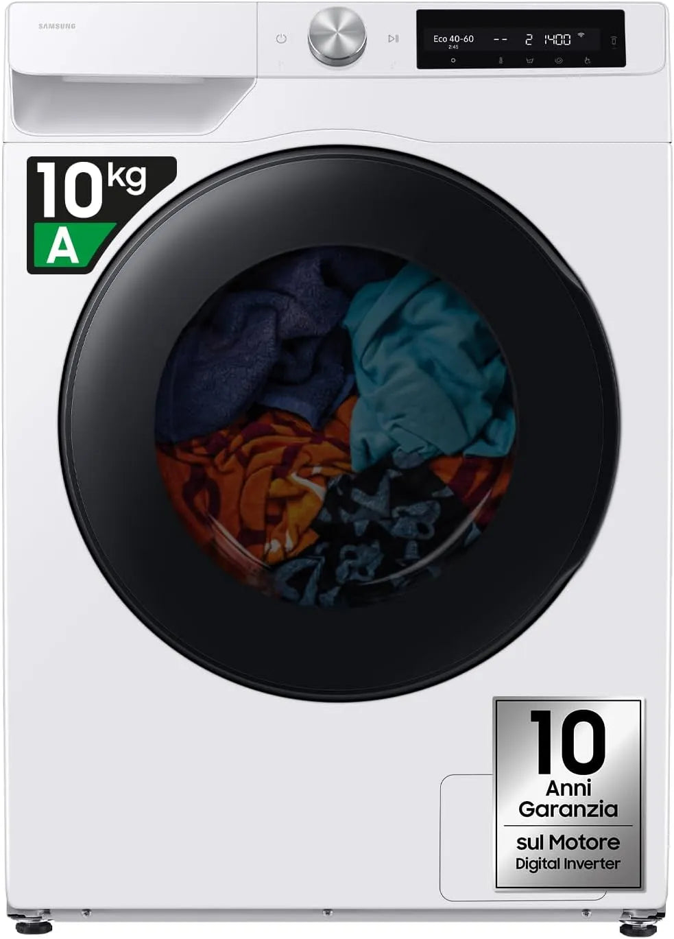 Samsung WD10HG6U34BE/U3 85h Lavasciuga, 60 L, 6 kg, lavatrice, asciugatrice, Super Speed, vapore, libera installazione, Wi-Fi, AI Energy Mode