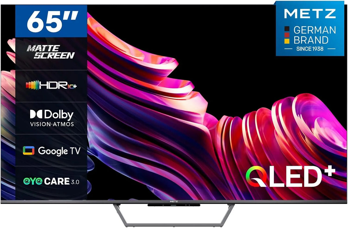 Google MQE7600Z Smart TV, 75 pollici, televisore, 4K UHD, QLED, HDR, HDMI, USB, grigio, HDR 10+, Metz Smart TV, Matte Screen, Eye Care, Flicker-Free