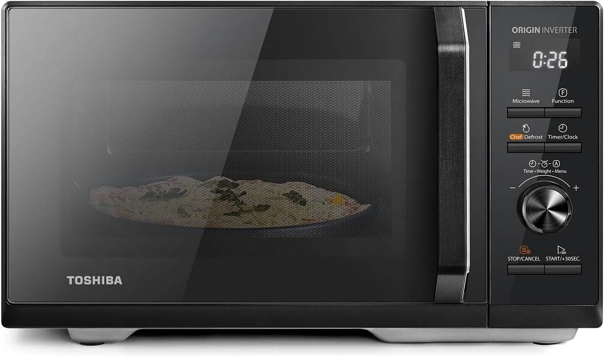 Toshiba 3-in-1 Nero-MW3-AG25PFI Forno a microonde, 25 L, 900/1100 W, grill, Inverter, scongelamento, 10 Livelli di Potenza, 7 Menu Automatici