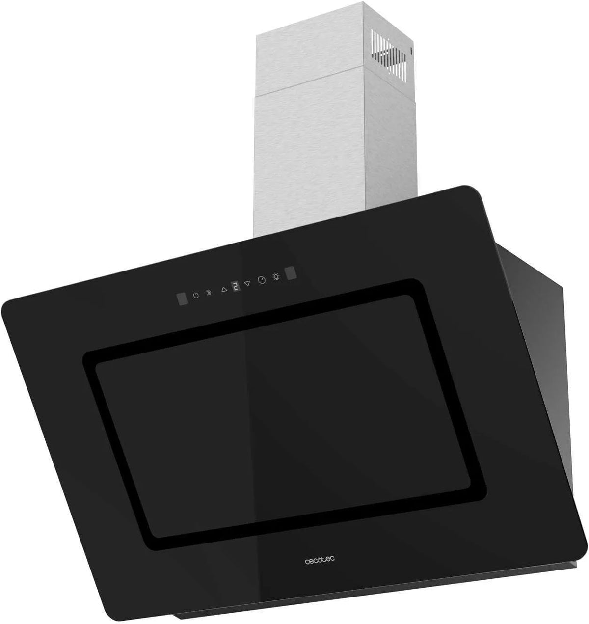 Cecotec Bolero Flux DT 800m3, h Cappa aspirante, 90cm, 210 W, 800 m3/h, cappa da cucina, inclinata, Boost, touch, 3 livelli, acciaio inox, nero