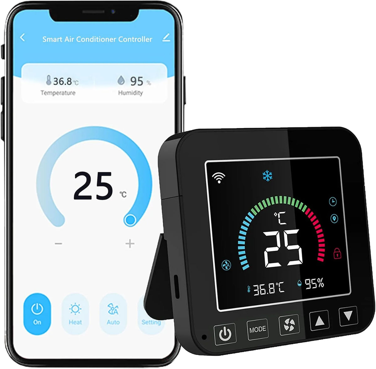 Condizionatore, portatile, Wi-Fi, AC da finestra e pompe, termostato programmabile con sensore di temperatura e umidità, controllo IR intelligente per