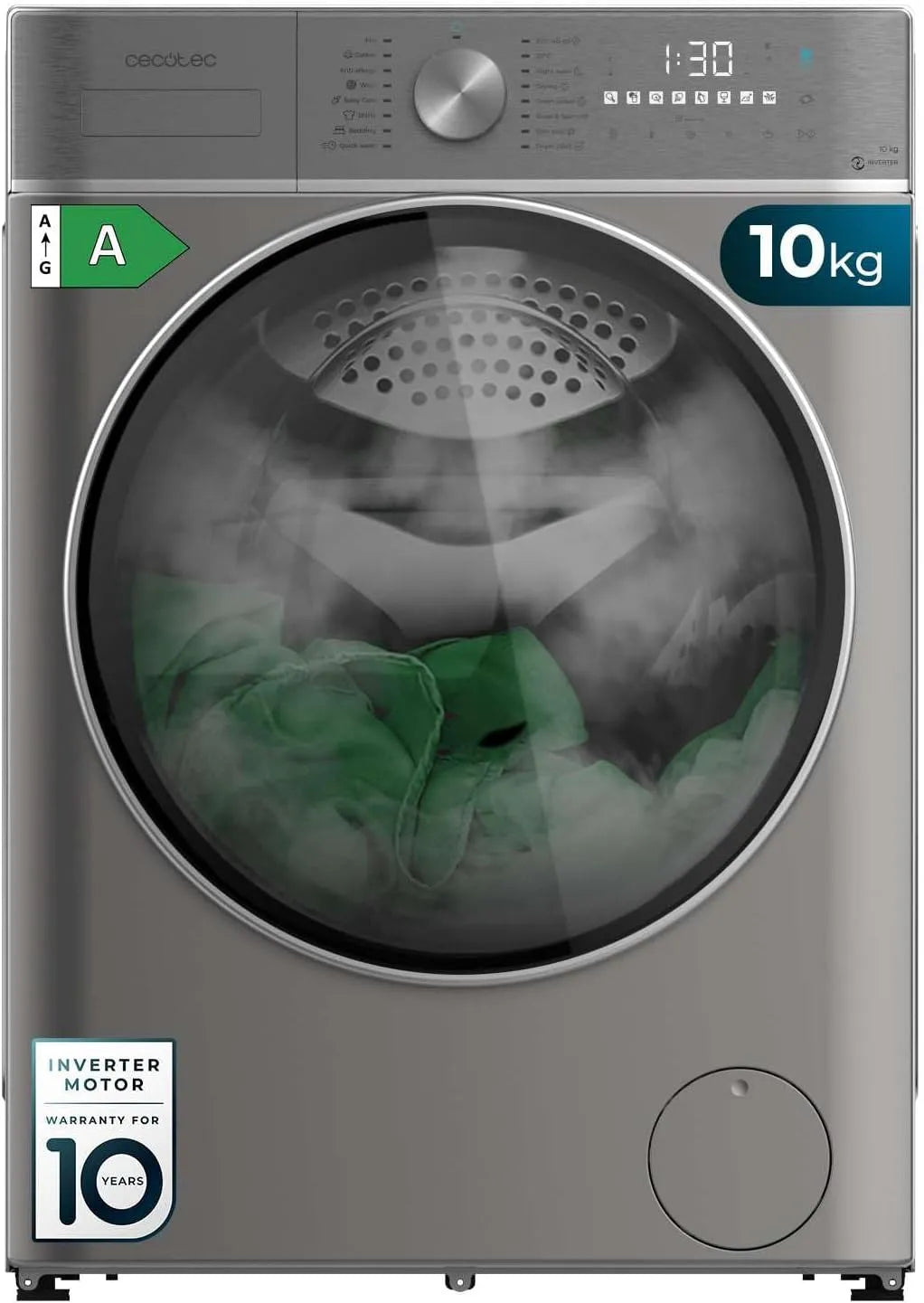 Cecotec Bolero Wash Lavatrice, 16 programmi, 6 kg, Inverter, 1400 RPM, OnSmart, SteamMax, SpaCare