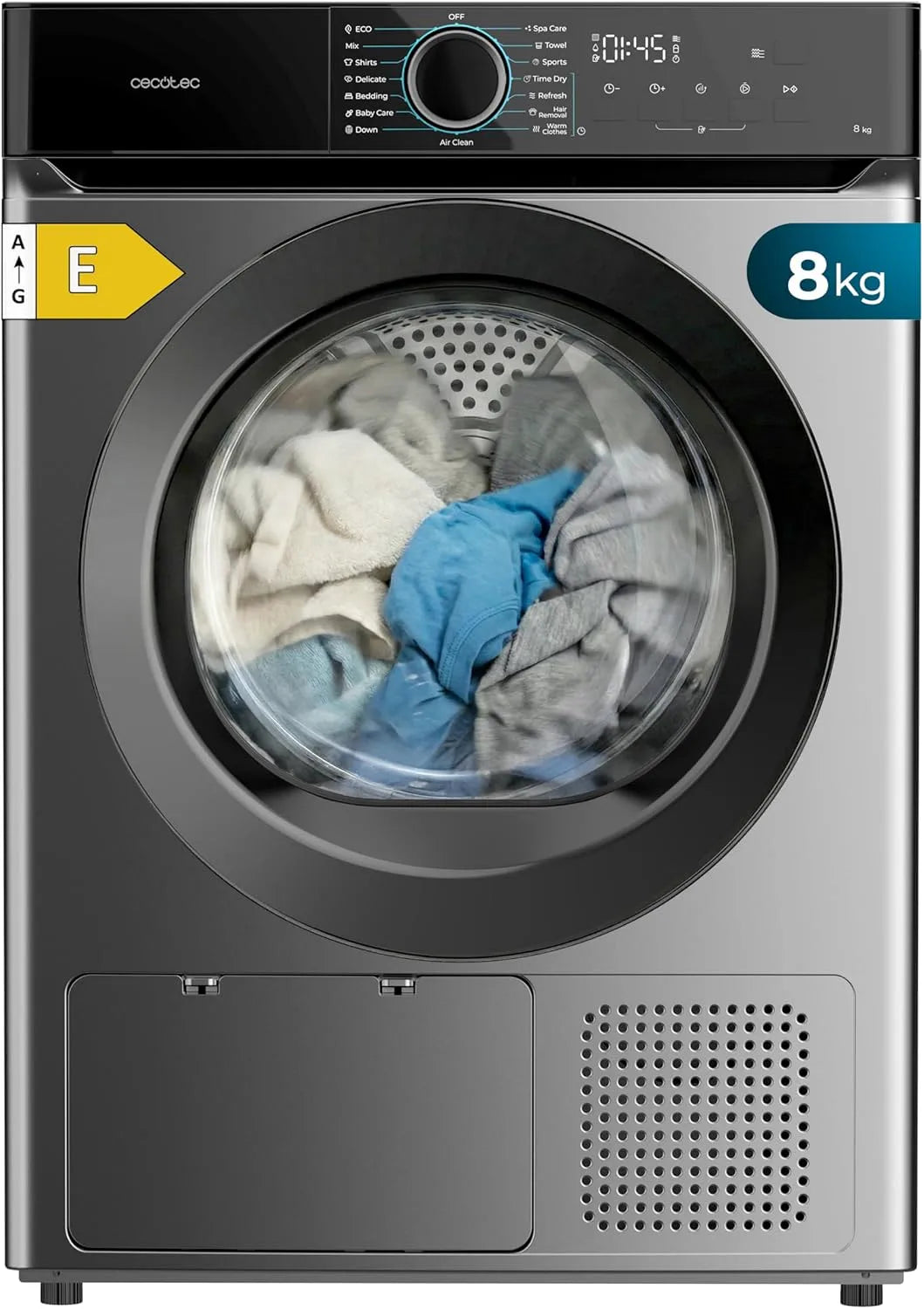 Cecotec Bolero Dresscode Dry Asciugatrice, 650 W, 15 programmi, 8 kg, 3 livelli, Cecotec Asciugatrice a Pompa di Calore 8Kg Bolero Dresscode Dry 8180