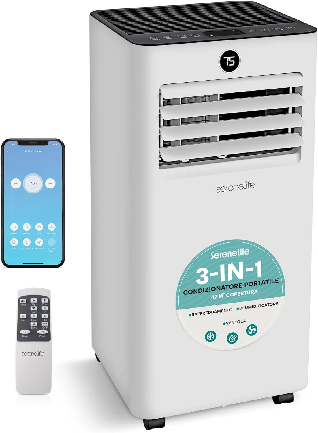 Controller Wi-Fi per condizionatore, portatile, Deumidificatore e Ventilatore, Kit Finestra, Pinguino Condizionatore Compatto per Casa, Ufficio e