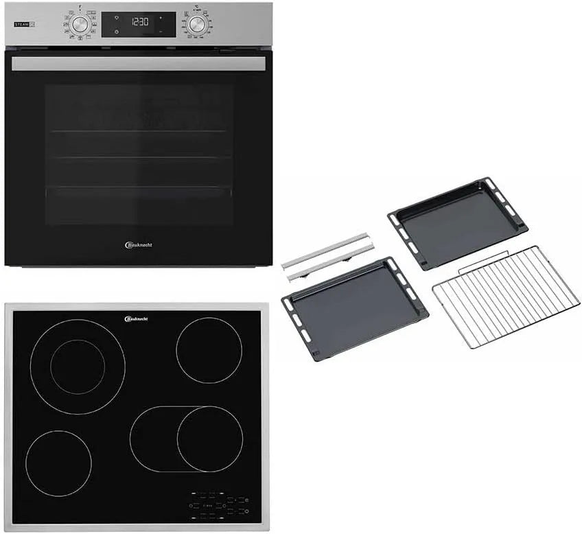 Bauknecht Piano cottura in vetroceramica, 60 cm, 12 programmi, da incasso, BAKO 466 Steam RAD, forno ad aria calda con 12 funzioni, Gentle Steam