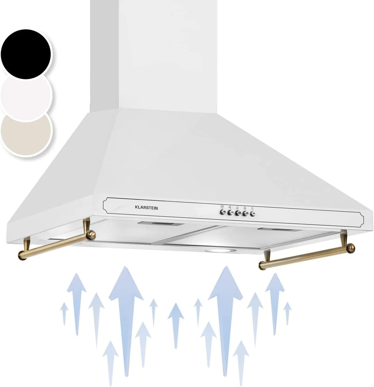 Klarstein Lavastoviglie, 60 cm, 630 m3/h, illuminazione LED, Cappa Cucina con Aspirazione Smart Silenziosa, Flusso d'Aria 630m3, Filtro Antigrasso per