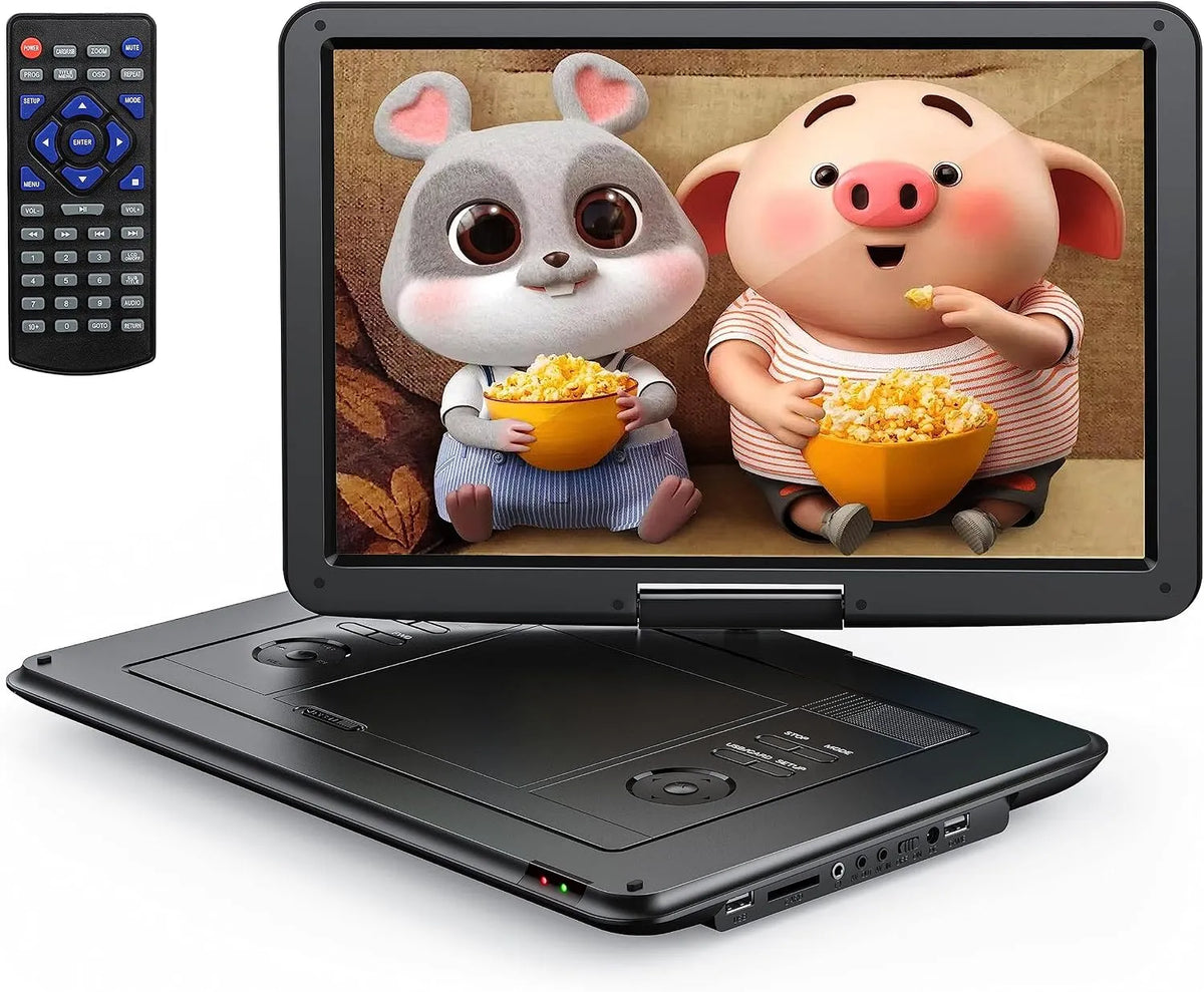 modello 1.8m, YOTON Lettore DVD portatile da 16.9' con schermo girevole HD da 14.1', con 1.8m Caricatore per Auto, Funzione di riproduzione memoria