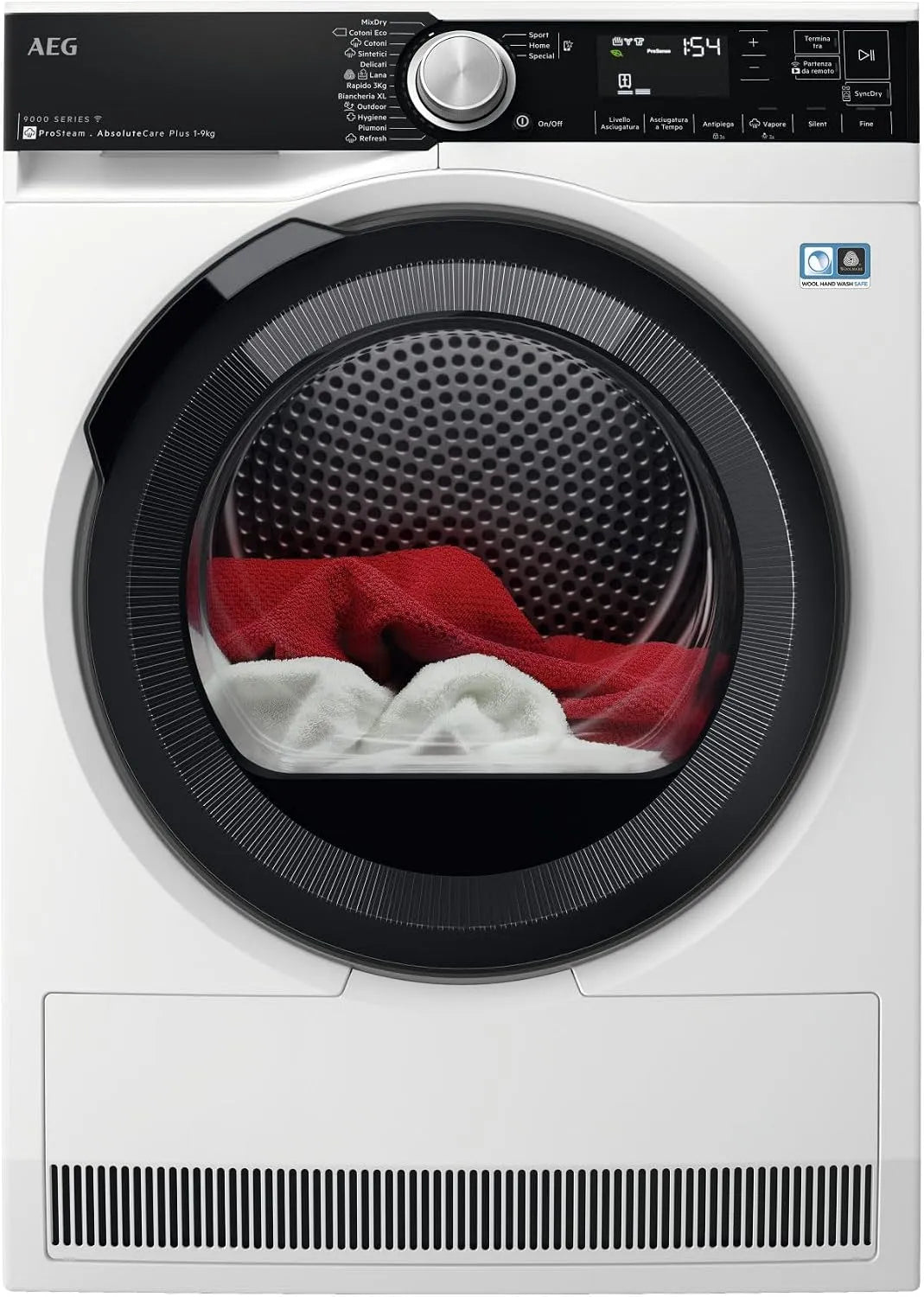 AEG TR9T94ABYS Asciugatrice, 638x596x850 mm, 9 kg, classe energetica E, Pompa di calore, Classe efficienza energetica A+++