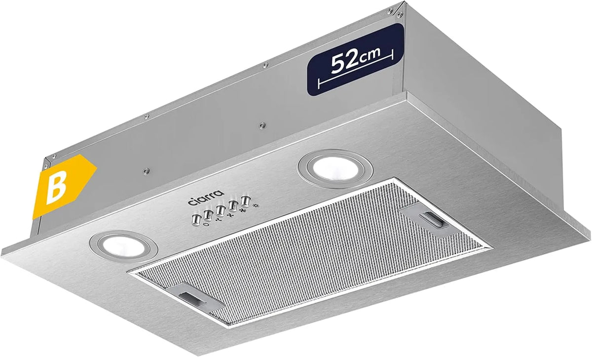 CIARRA CBCS5913A Cappa aspirante, 52cm, 300 m3/h, 59 dB, cappa da cucina, da incasso, h-59dB