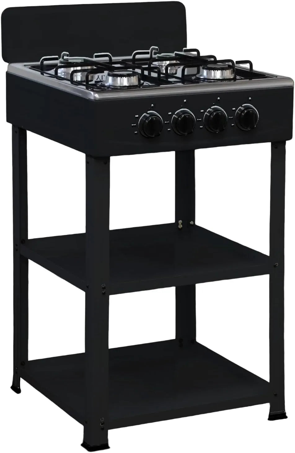 Piano cottura a gas, 4 fuochi, portatile, esterno, acciaio inox, fornello a gas, nero