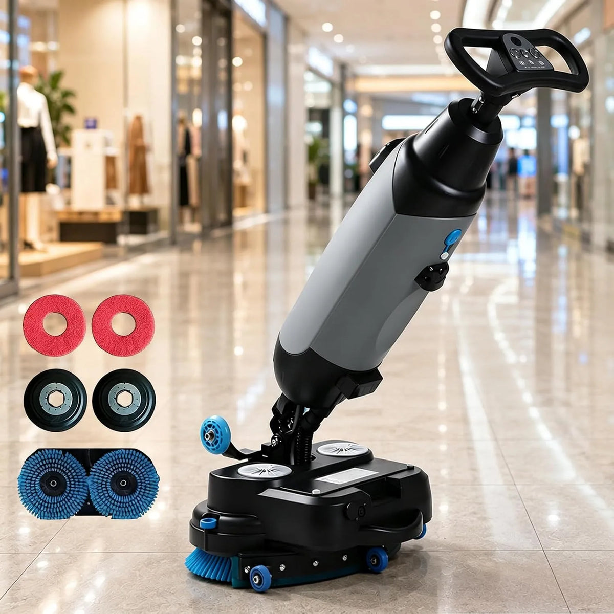Lavasciuga, 17 pollici, lavatrice, asciugatrice, professionale, grigio, Lavasciuga Pavimenti Professionale Semovente Da 17 Pollici Grey