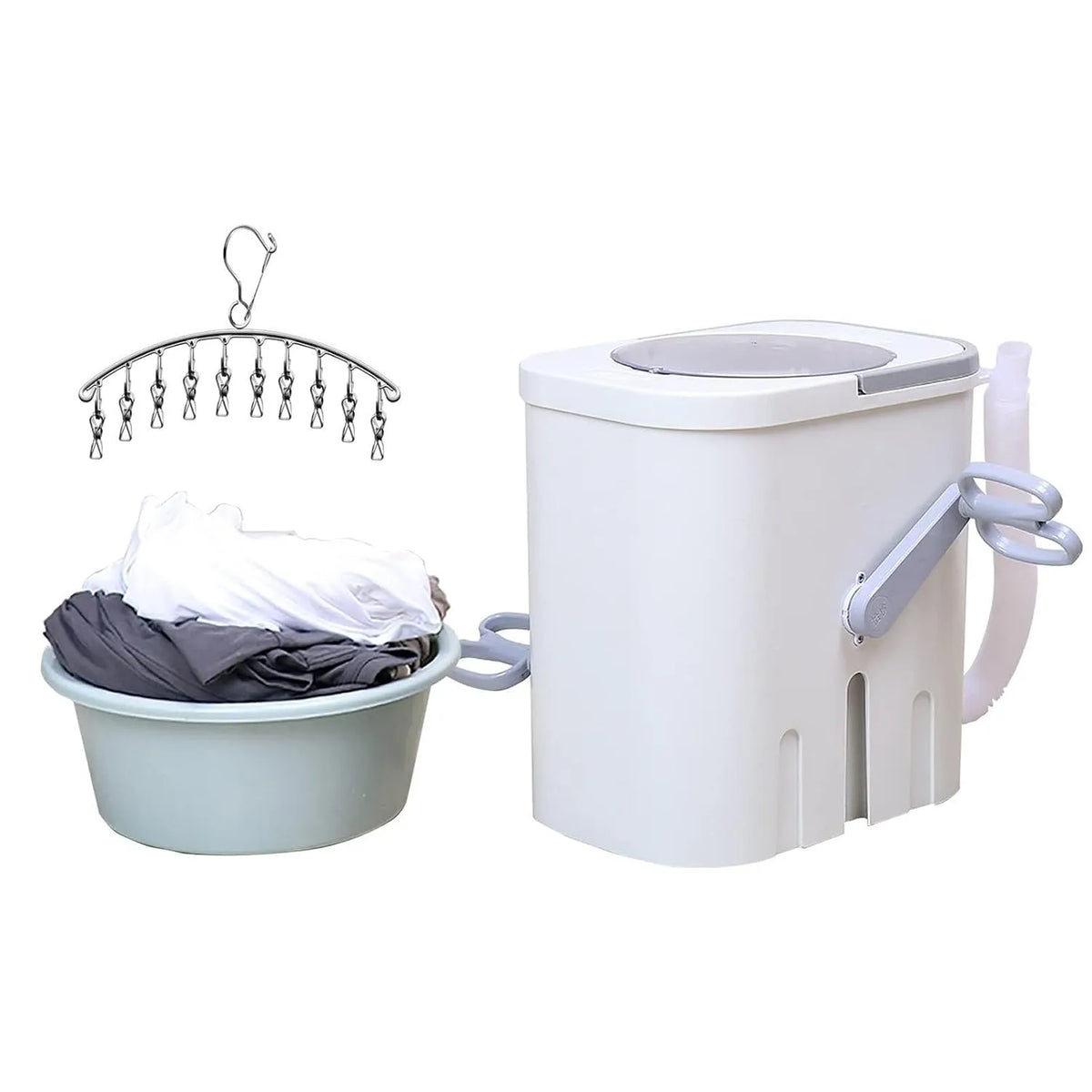 Lavatrice, 5 kg, portatile, acciaio inox, Capacità 3, 5kg, Carico Dall'alto, Manovella Manuale, Efficiente Dal Punto Di Vista Energetico