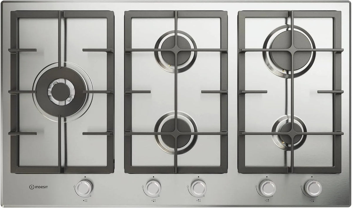 Lavastoviglie, 90cm, 5 fuochi, ghisa, acciaio inox, Indesit IN 9522 IX 1 piano gas inox 90cm 5 fuochi bruciatore doppia corona griglie in ghisa