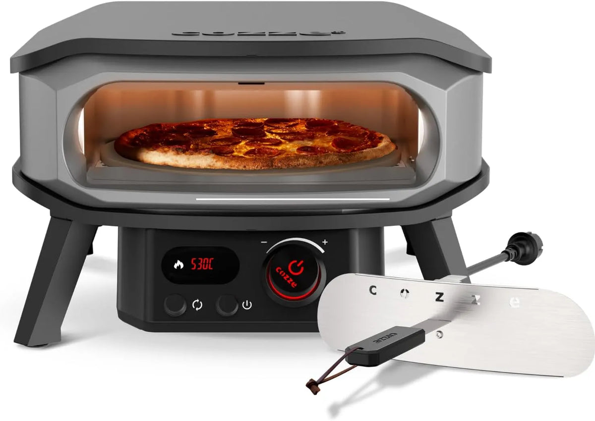 Forno elettrico per pizza, 13 pollici, Regolatore e Presa da 2 m, Cozze® ROTATE Pizza Oven Elettrica di Alta Qualità 13' con Pietra Rotante