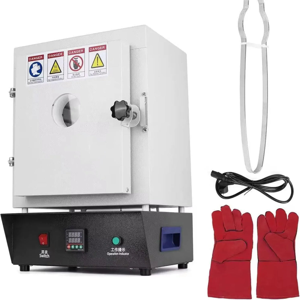 Forno elettrico, 1500 W, 1150 °C, per sinterizzazione, burnout e creazione di gioielli, perfetto per laboratori artigianali con finestra