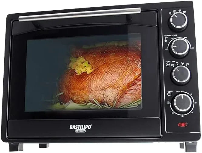 Forno elettrico litri-1600, 35 L, 1600 W, acciaio inox, nero, Bastilipo Siena Black - Forno da tavolo elettrico con convincimento e rustitore