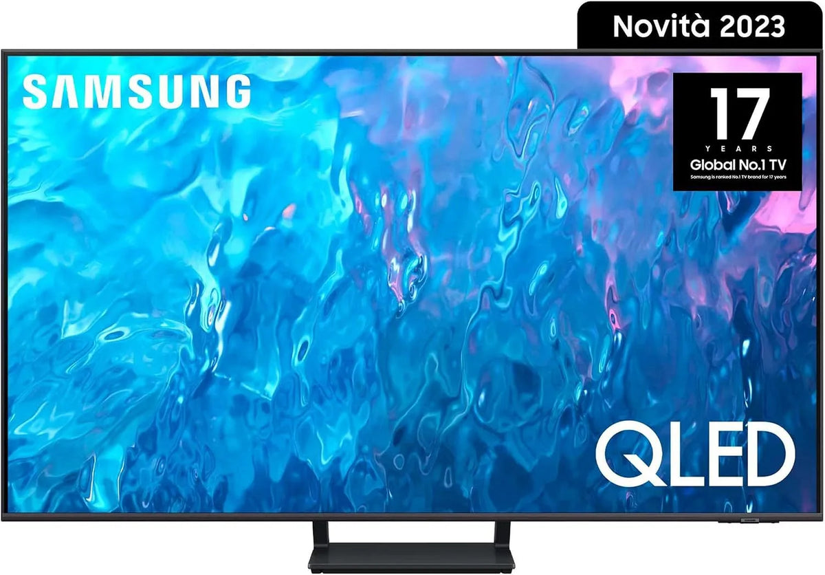 Samsung QE65Q70CAT Smart TV, 65 pollici, televisore, 4K UHD, QLED, Google Assistant, Alexa e Siri, grigio, Dual LED, AirSlim Design, OTS Lite