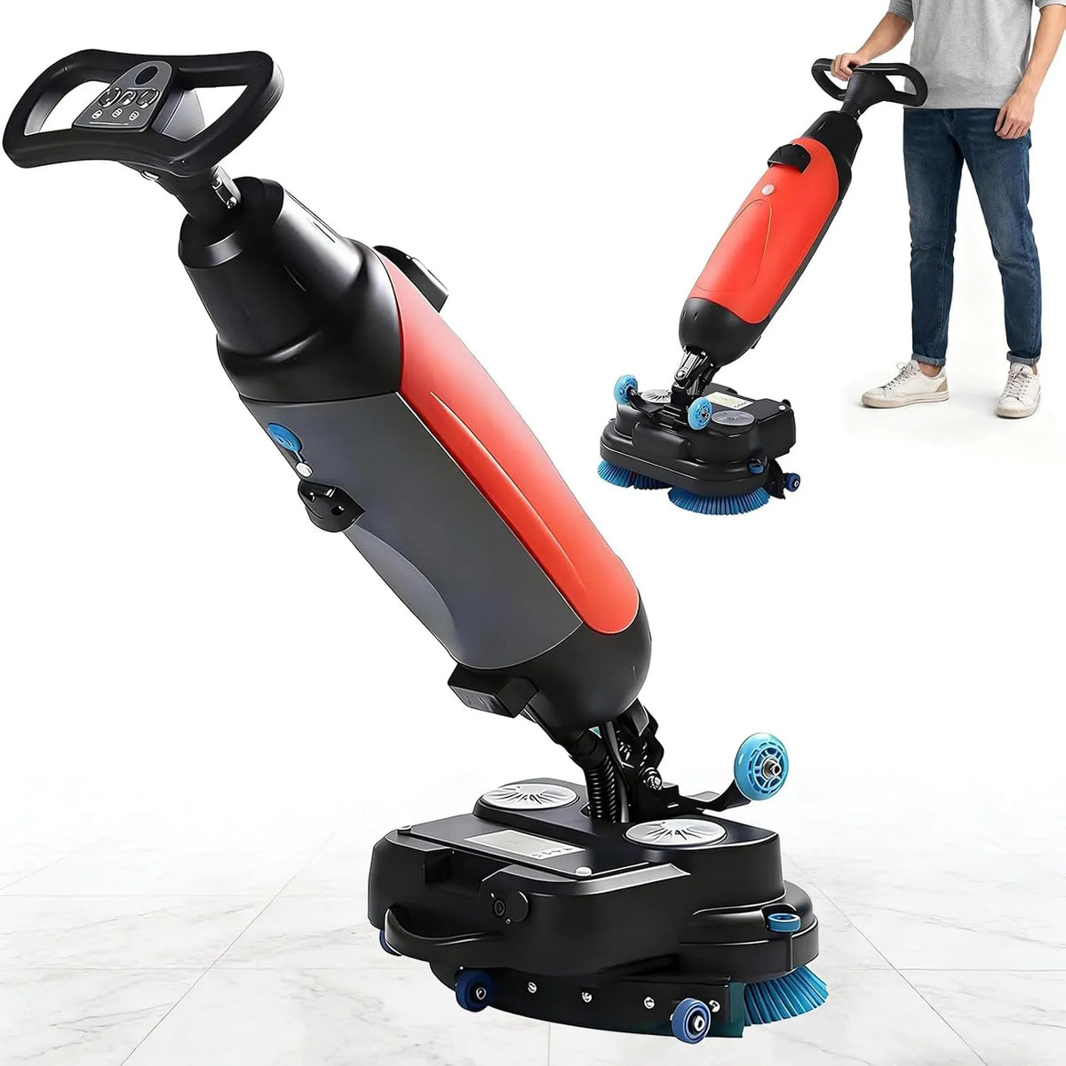 Dell Pulitore per Pavimenti con Doppie Spazzole Rotanti e Doppie Serbatoi 'acqua, Lavapavimenti Professionale Senza Fili, Pulizia, Scarico, Larghezza
