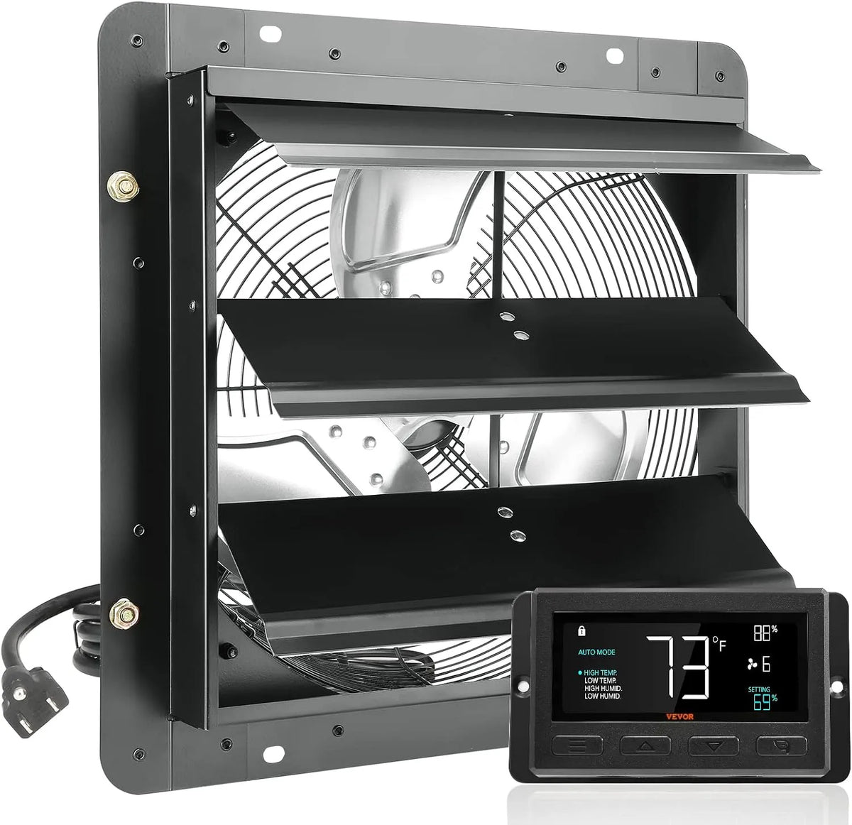 VEVOR Ventilatore, 1700 m3/h, montaggio a parete, Motore EC, con Montaggio Parete Velocità Variabile, Ventilazione e Raffreddamento per Serre