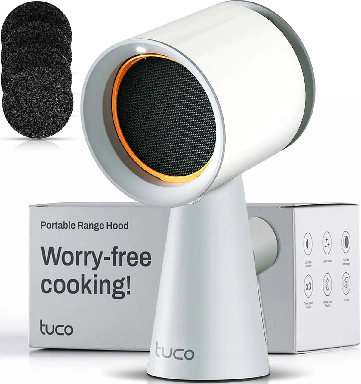 Cappa aspirante, cappa da cucina, 3 velocità, portatile, rimovibile, TUCO Cappa aspirante portatile estrattore cucina scrivania 3 velocità filtro