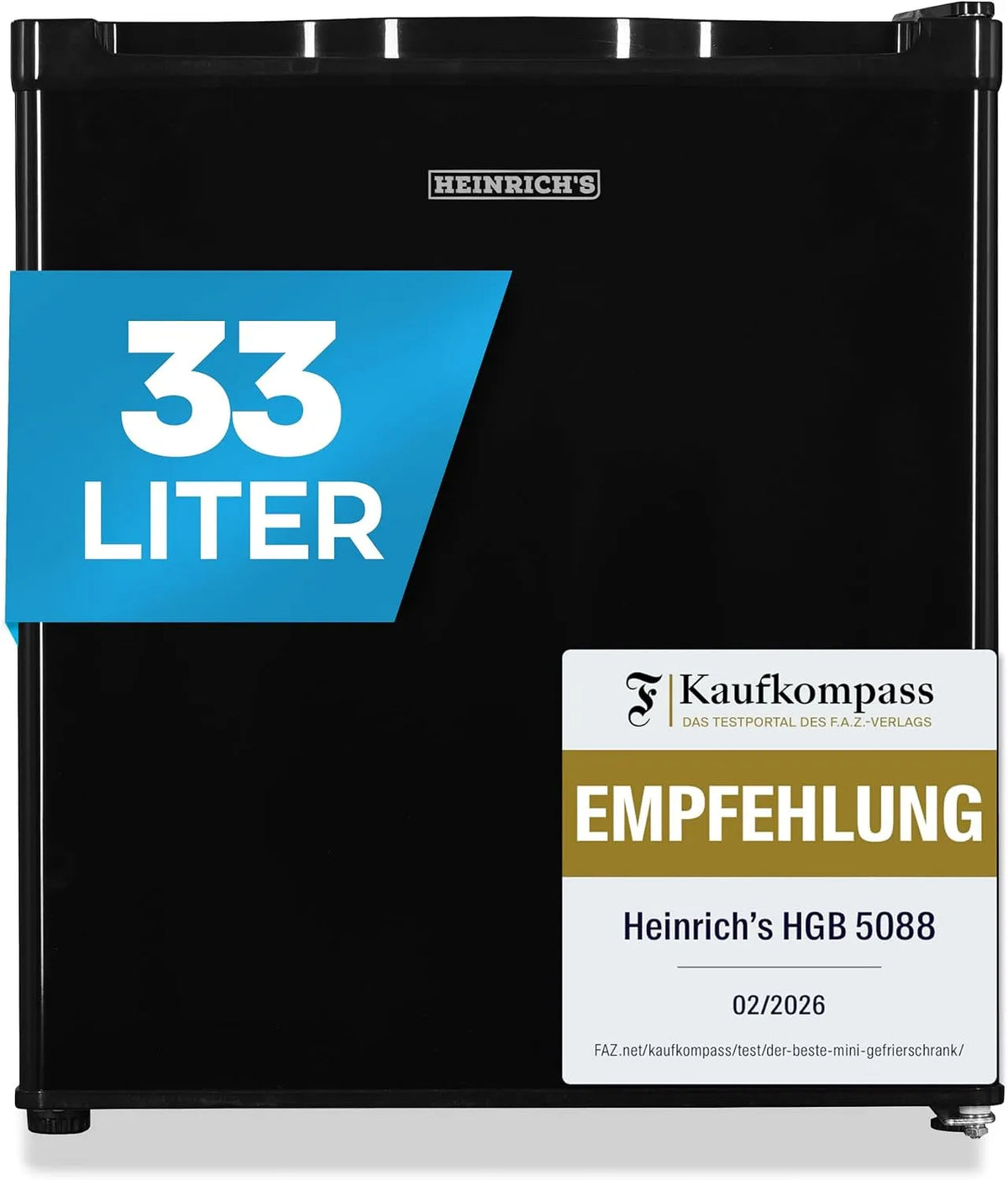 Congelatore, 33 L, 40 dB, freezer verticale, nero, fino a -18°C, silenzioso, Heinrich's - Mini congelatore da 33 l