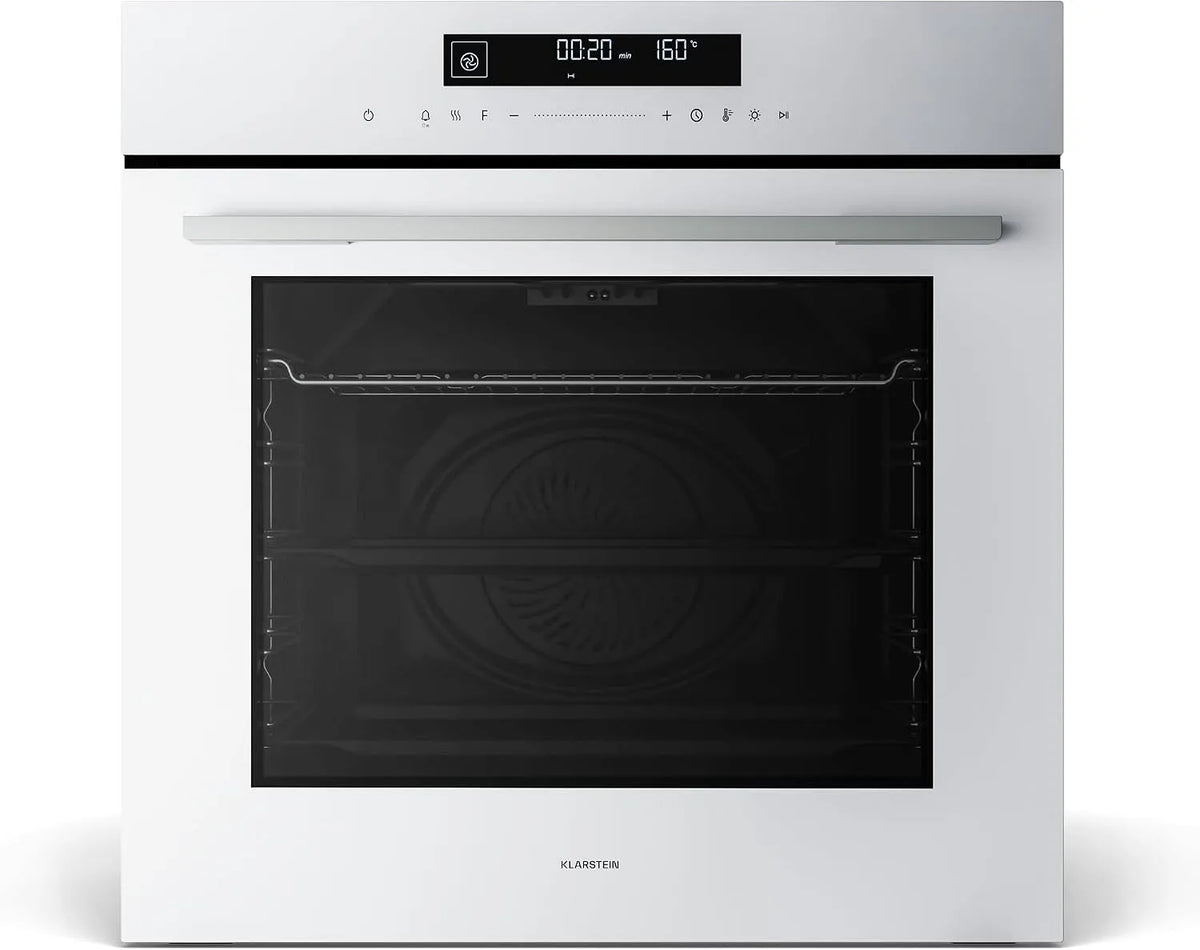 Klarstein Forno elettrico, 60 cm, 74 L, 13 programmi, classe energetica A, da incasso, touch, timer, bianco, 13 Funzioni, Porta Triplo Vetro