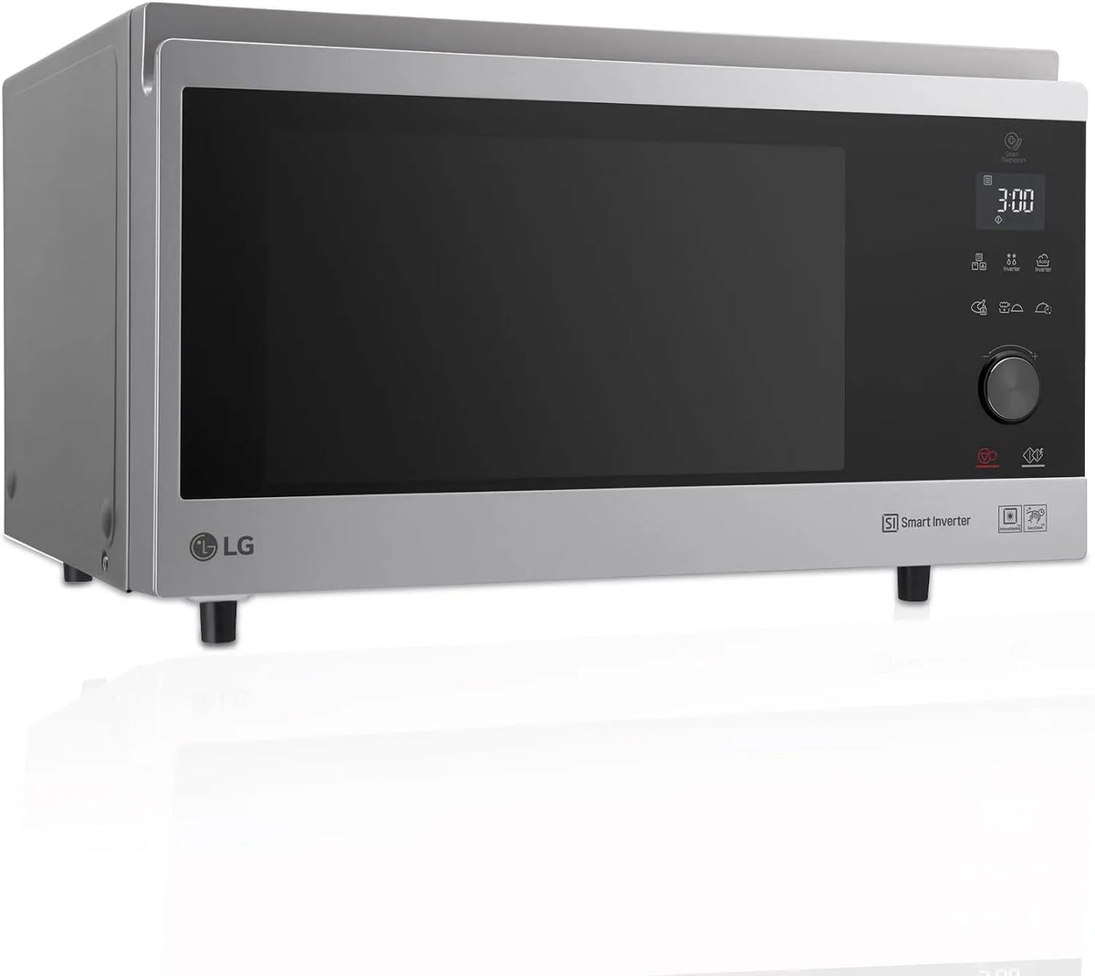 LG MJ3965ACS Forno a microonde, 39 L, 1100 W, vapore, Inverter, acciaio inox, 5 Livelli di Potenza, 39 Litri, Programmi Automatici, Piatto Microonde