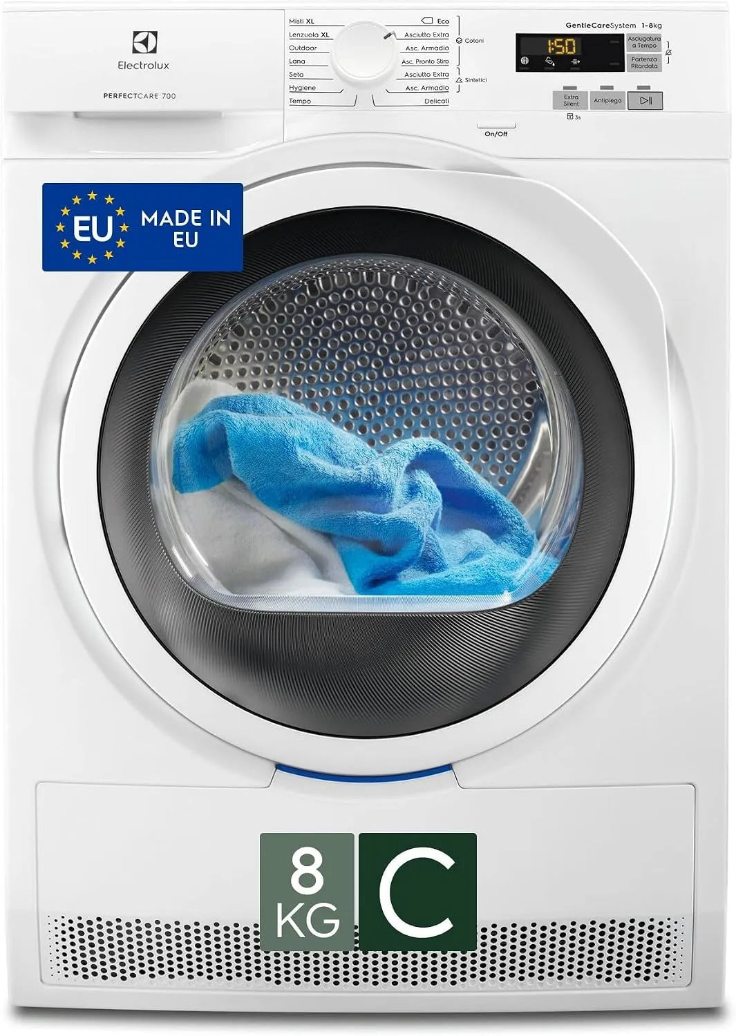 Electrolux Serie 700 EW7H583W Asciugatrice, 8 kg, Electrolux EW7H583W Asciugatrice Pompa di Calore 8 kg 3DSense Serie 700