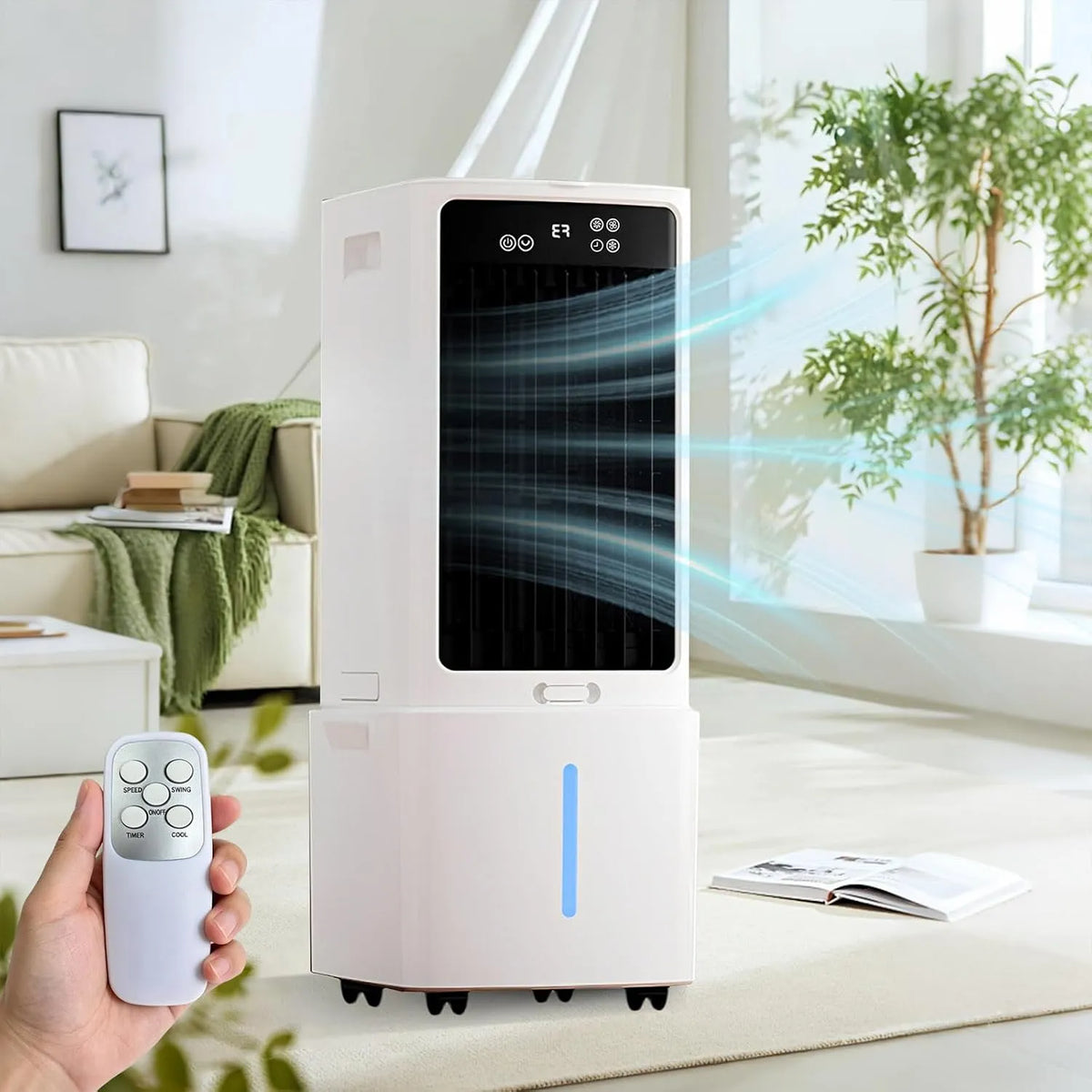 Controller Wi-Fi per condizionatore 1-12h, 12 L, portatile, timer, 3 velocità, oscillazione, Rinfrescatore d'Aria con Telecomando, Cucina