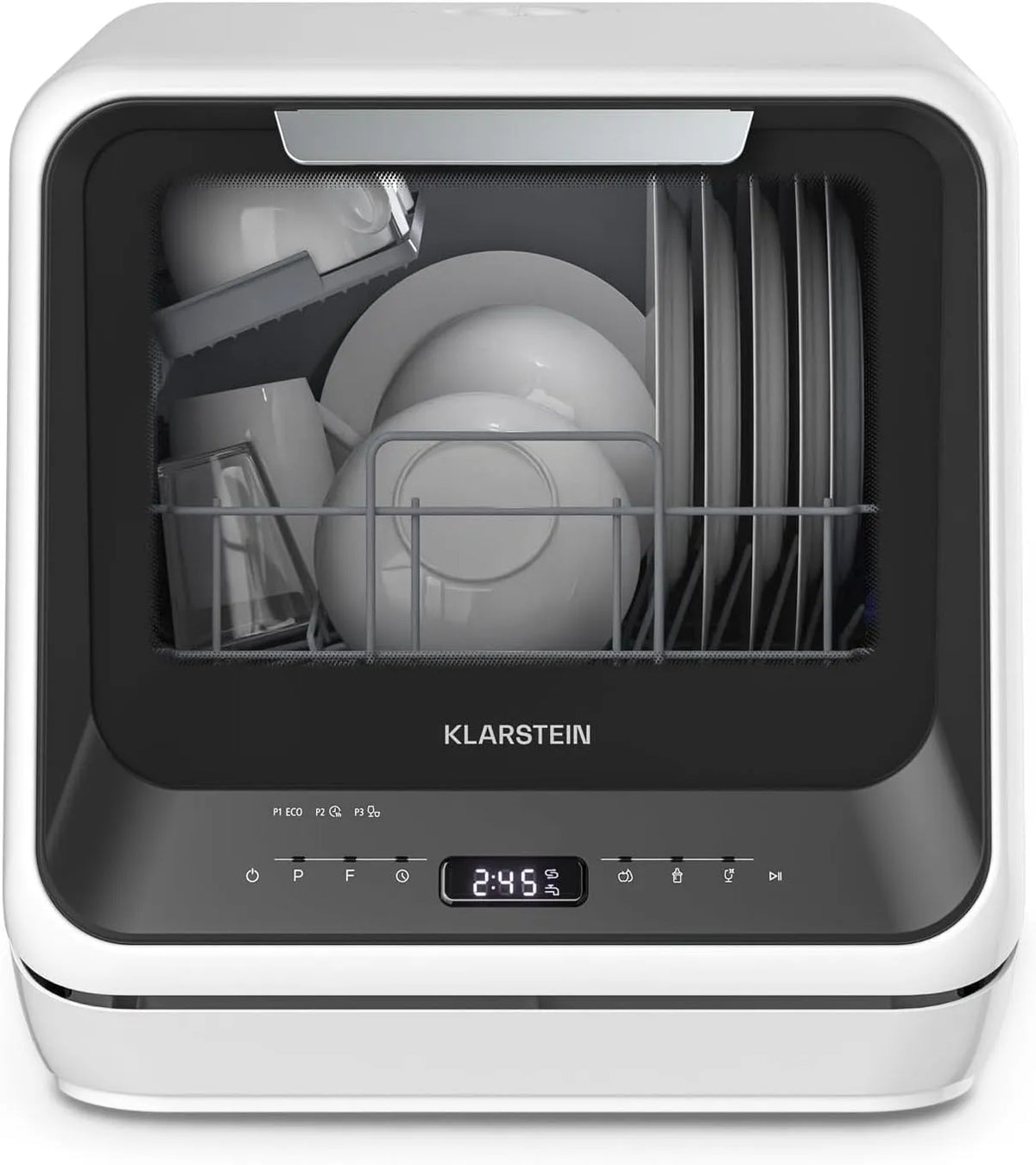 Klarstein Lavastoviglie, 5 L, 7 programmi, 58 dB, classe energetica E, portatile, ampio serbatoio, display digitale, nero, 5L Serbatoio o Attacco