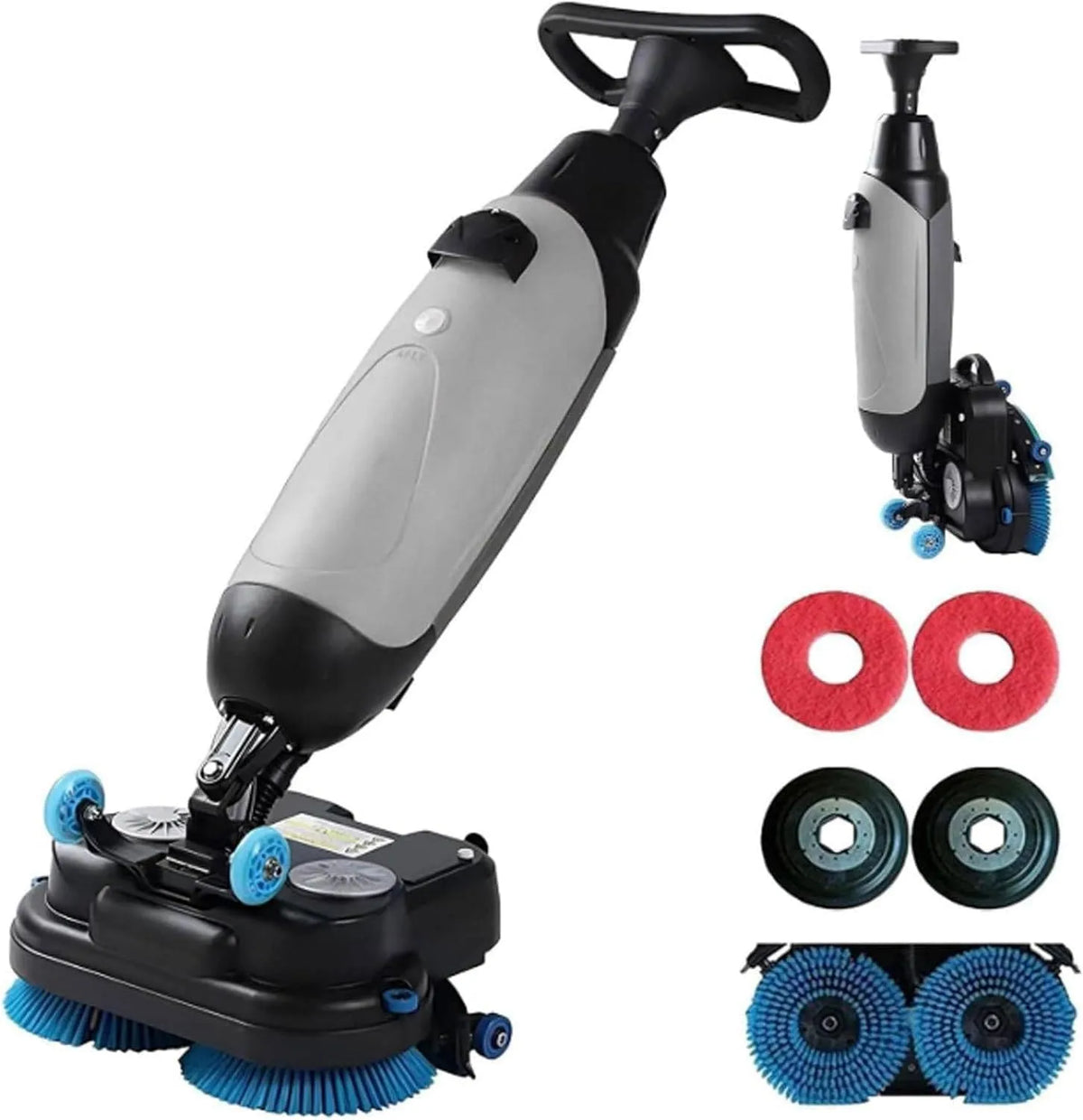Lavasciuga, 42cm, 36 V, lavatrice, asciugatrice, grigio, 360° Doppie Spazzole 240 Giri, Min, 36V Batteria al Litio, 3 in 1 Multifunzione, Larghezza