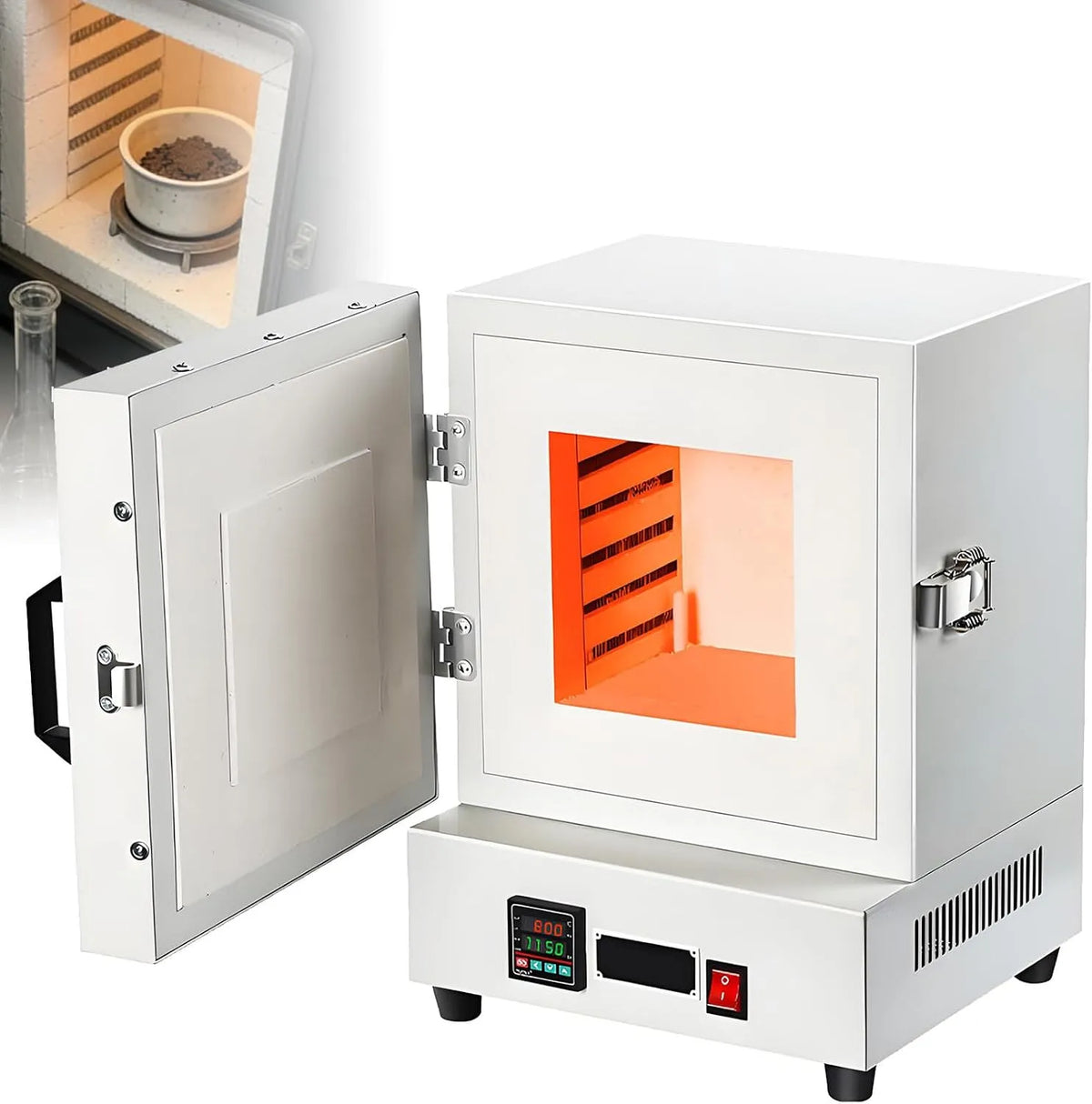 Forno elettrico, Forno a Muffola Elettrico da Laboratorio Chiuso da 1150°C, Forno per Ceramica, Riscaldamento Quadrilatero, Forno Muffle per Stampi in