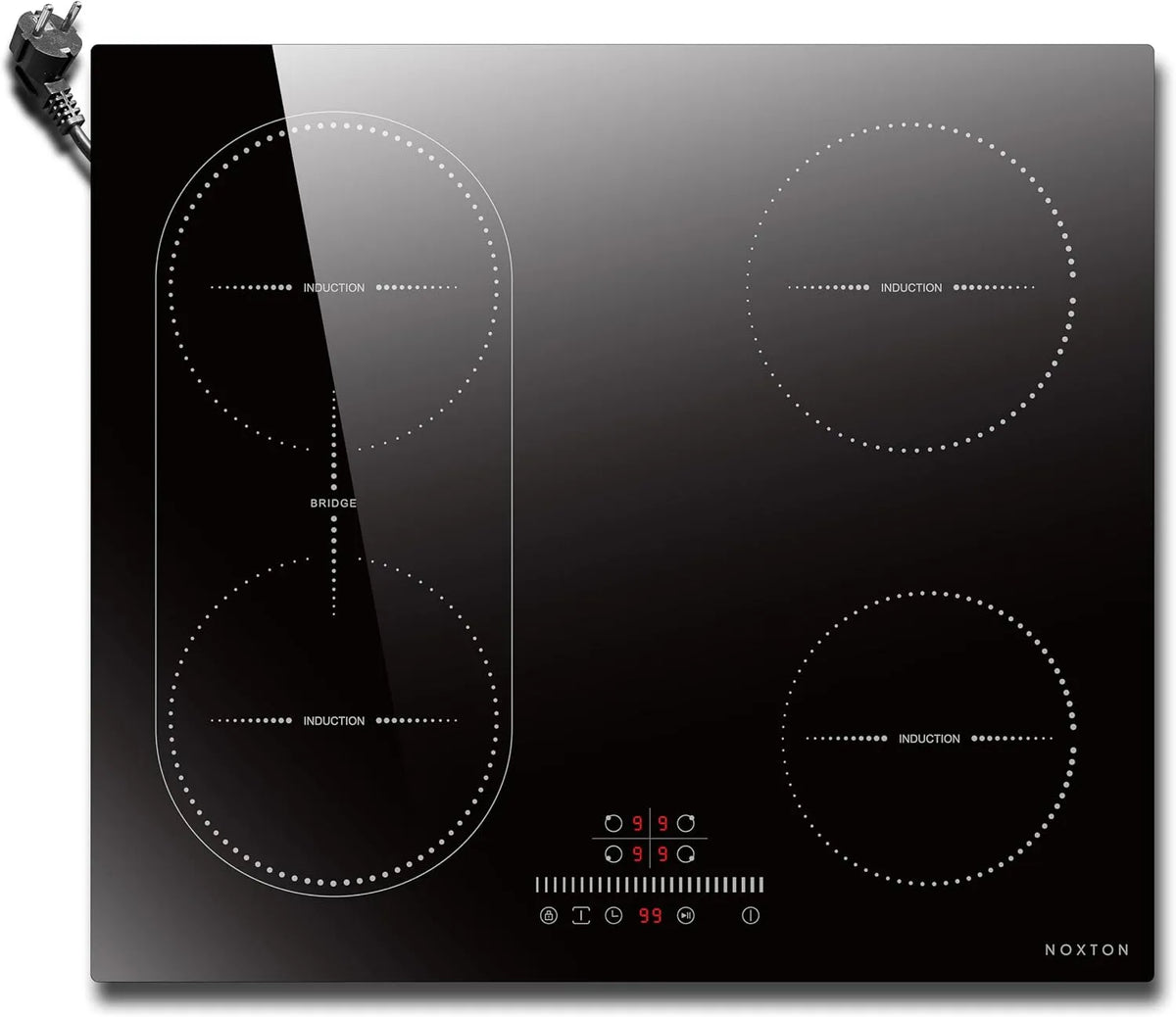 Piano cottura a induzione V-240, 60 cm, 4 fuochi, 3500 W, 220 V, piastra a induzione, da incasso, nero, 3500W Piano Cottura Elettrico Domino Incasso 4