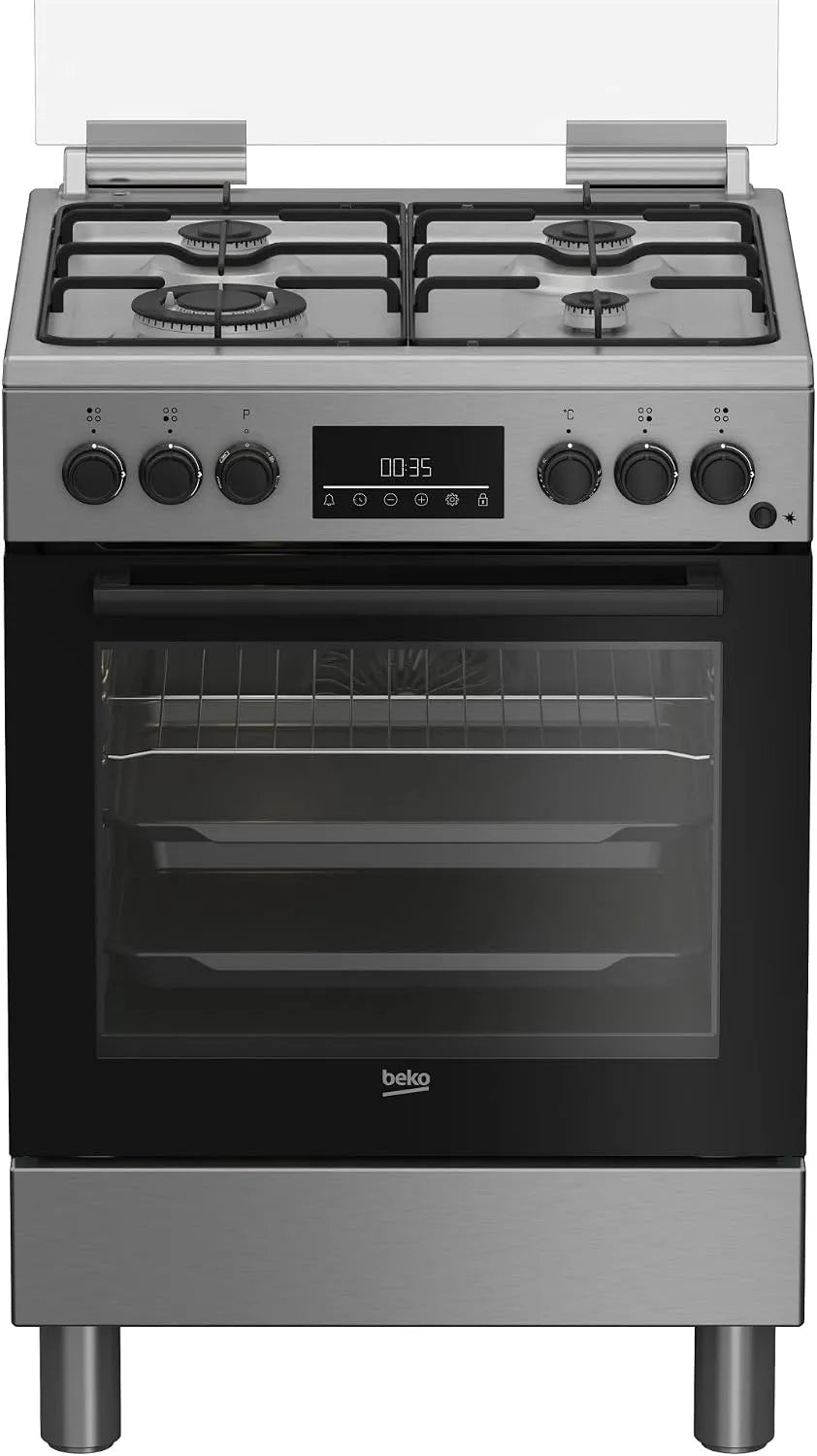 Cucina a gas con forno elettrico FBE62310GX, 60x60 cm, 4 fuochi, acciaio inox