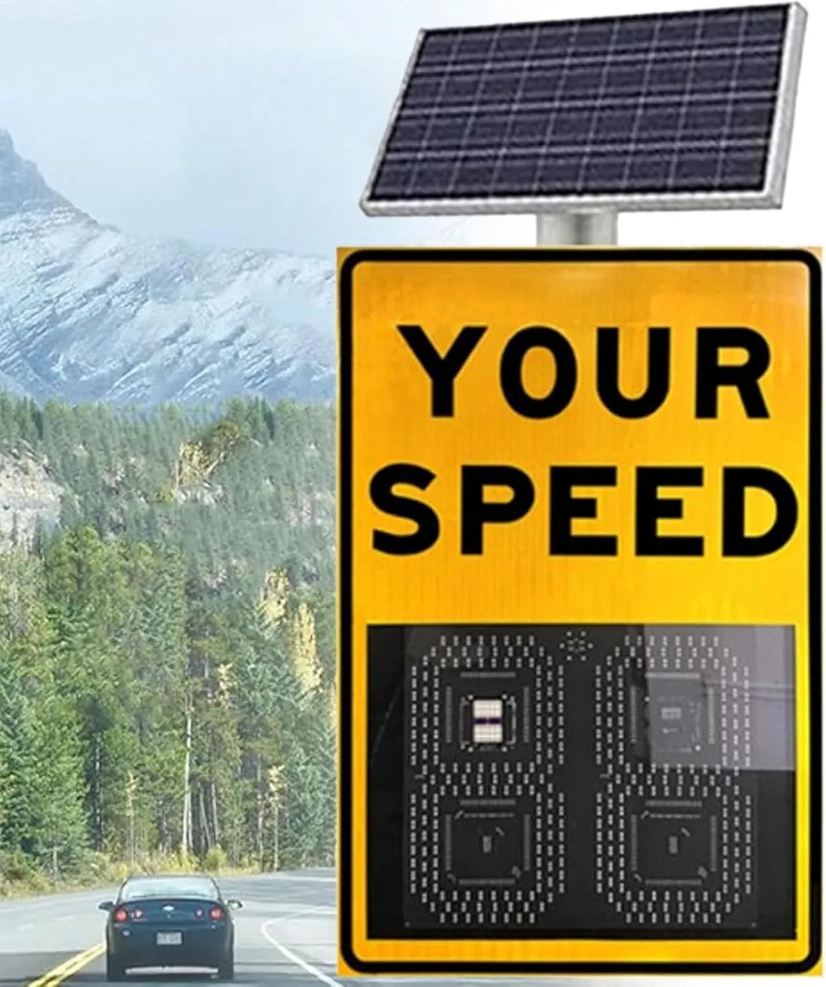 modello Yellow-50 70cm, 19.6, Display Digitale della velocità a LED, Utilizzabile per Traffico e Autostrada Yellow-50 * 70cm, 19.6 * 27.5in, Cartello